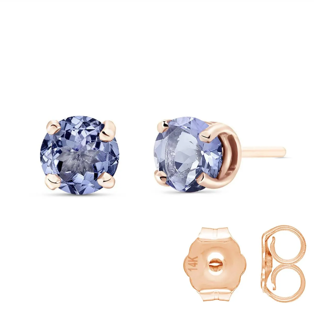 0.95 Carat 14K Solid Rose Gold Anna Tanzanite Stud Earrings