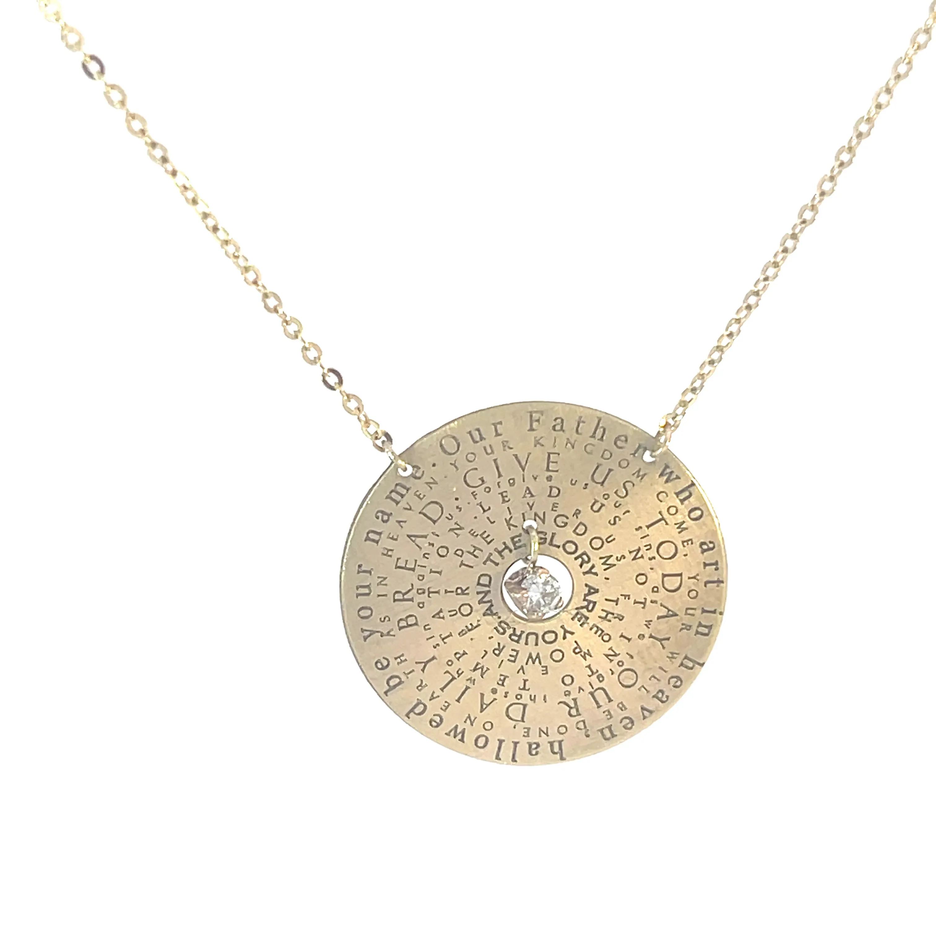 10K Yellow Gold Lord's Prayer Medallion Necklace