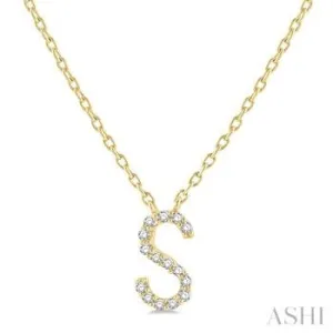 10KY Diamond Initial "S" Pendant w/ 0.05 ctw & 18" Chain