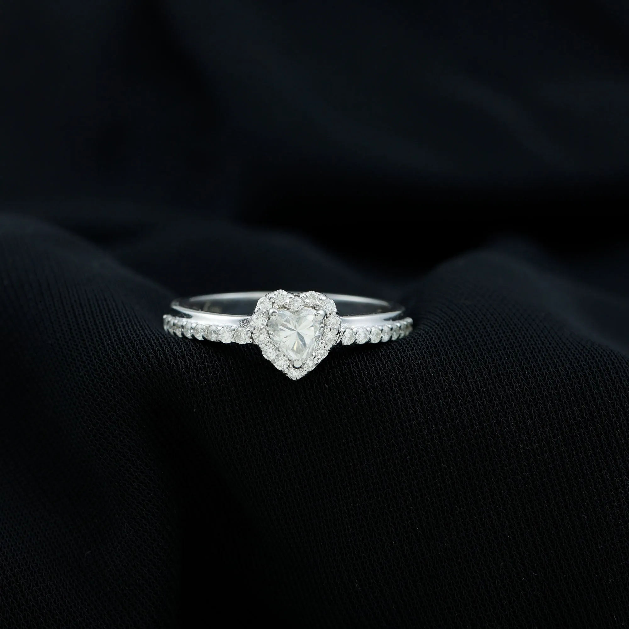 1.25 CT Heart Shape Moissanite Engagement Ring with Halo