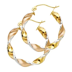 14K 4mm Swirl Hoop Earrings