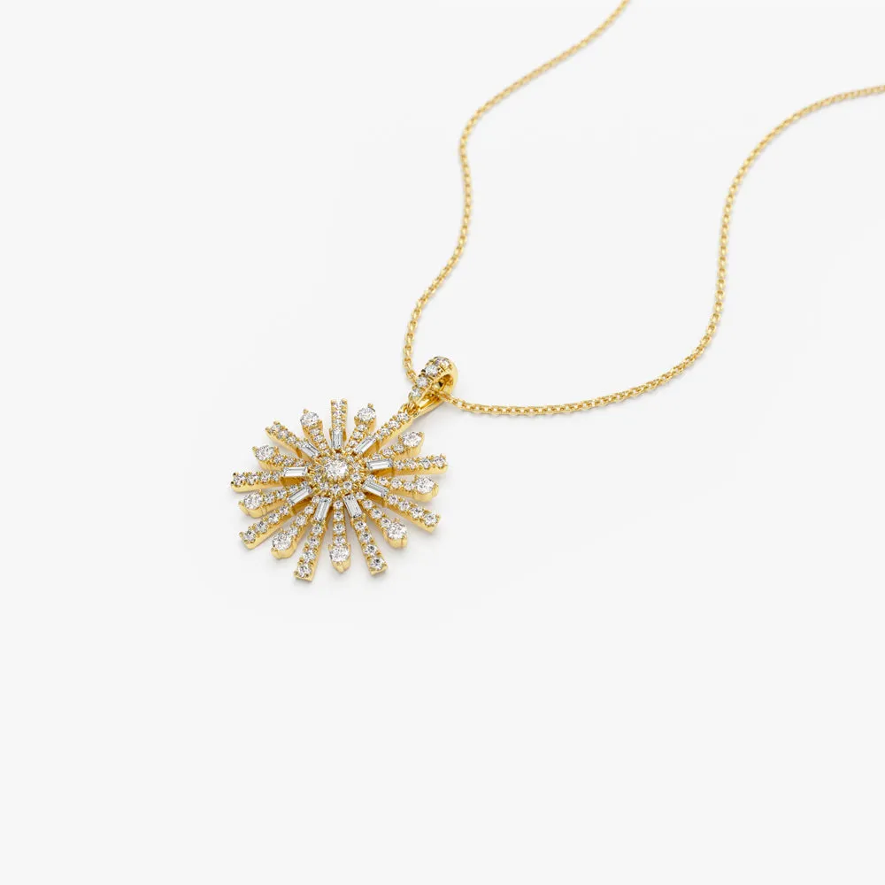 14k Baguette Diamond Unique Necklace