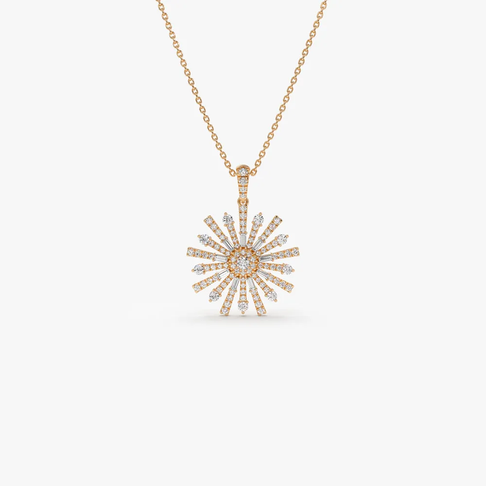 14k Baguette Diamond Unique Necklace