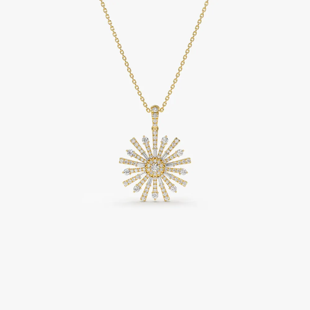 14k Baguette Diamond Unique Necklace