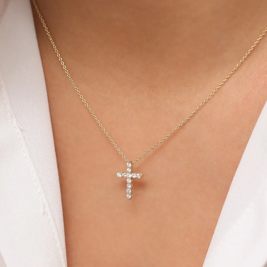 14k Diamond Cross Necklace