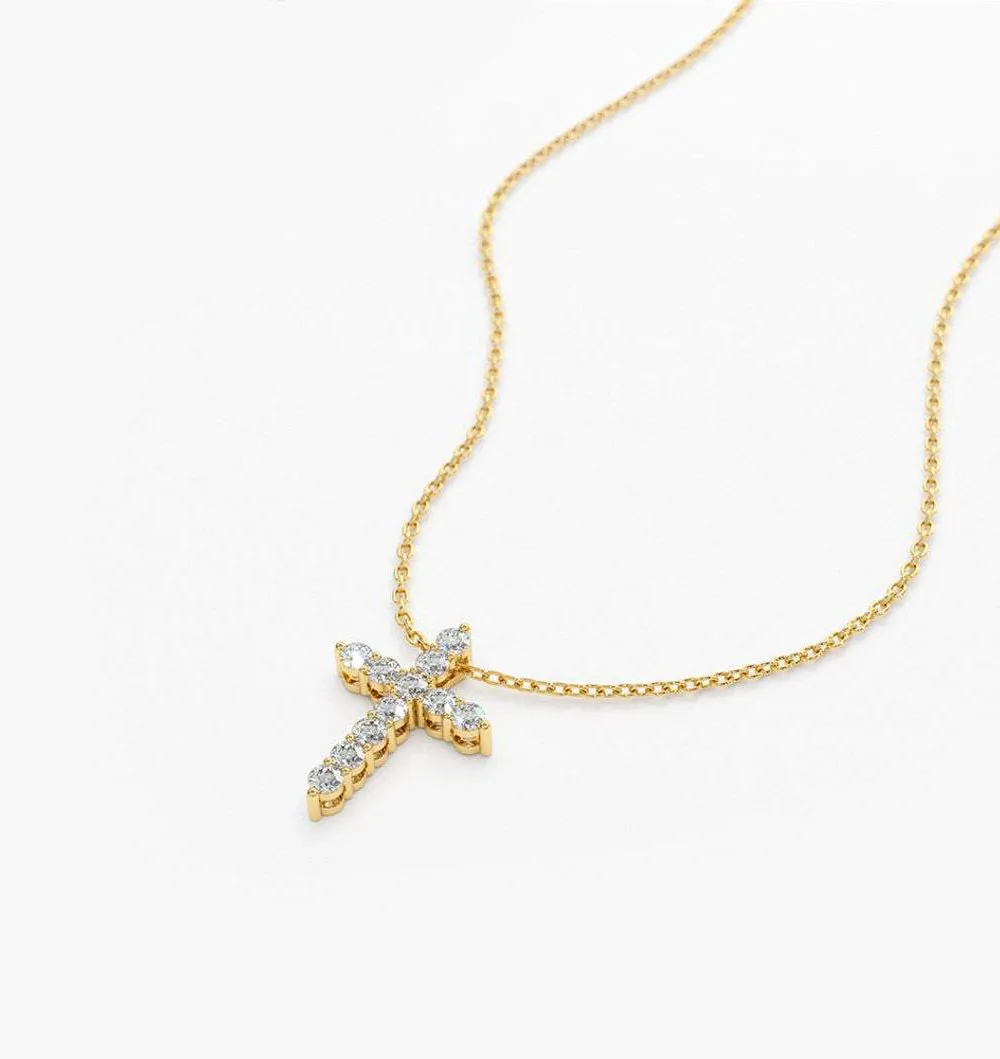 14k Diamond Cross Necklace