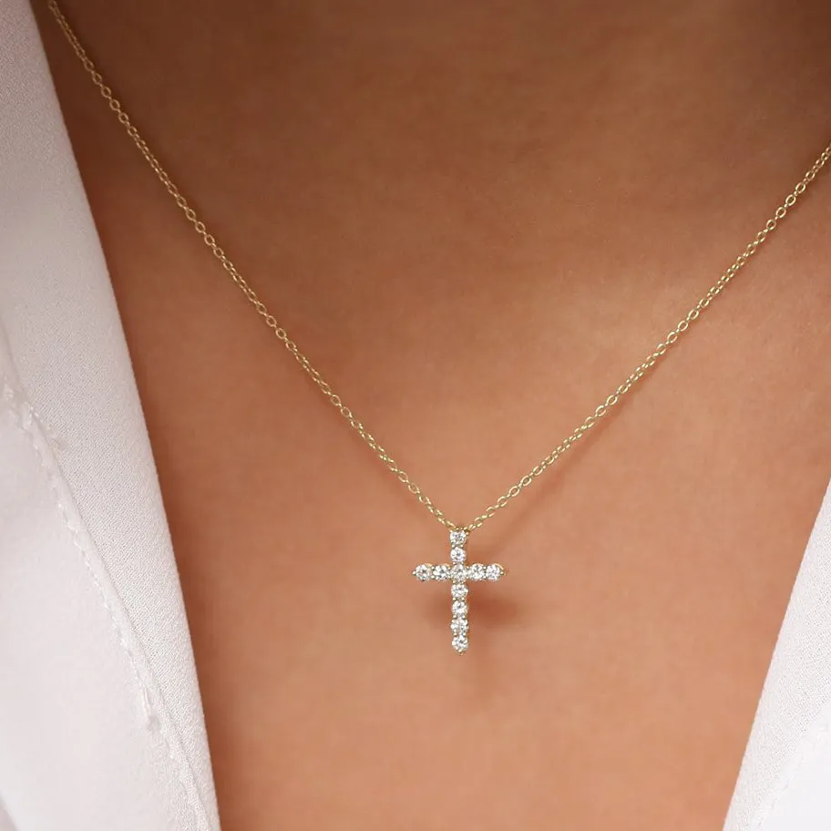 14k Diamond Cross Necklace