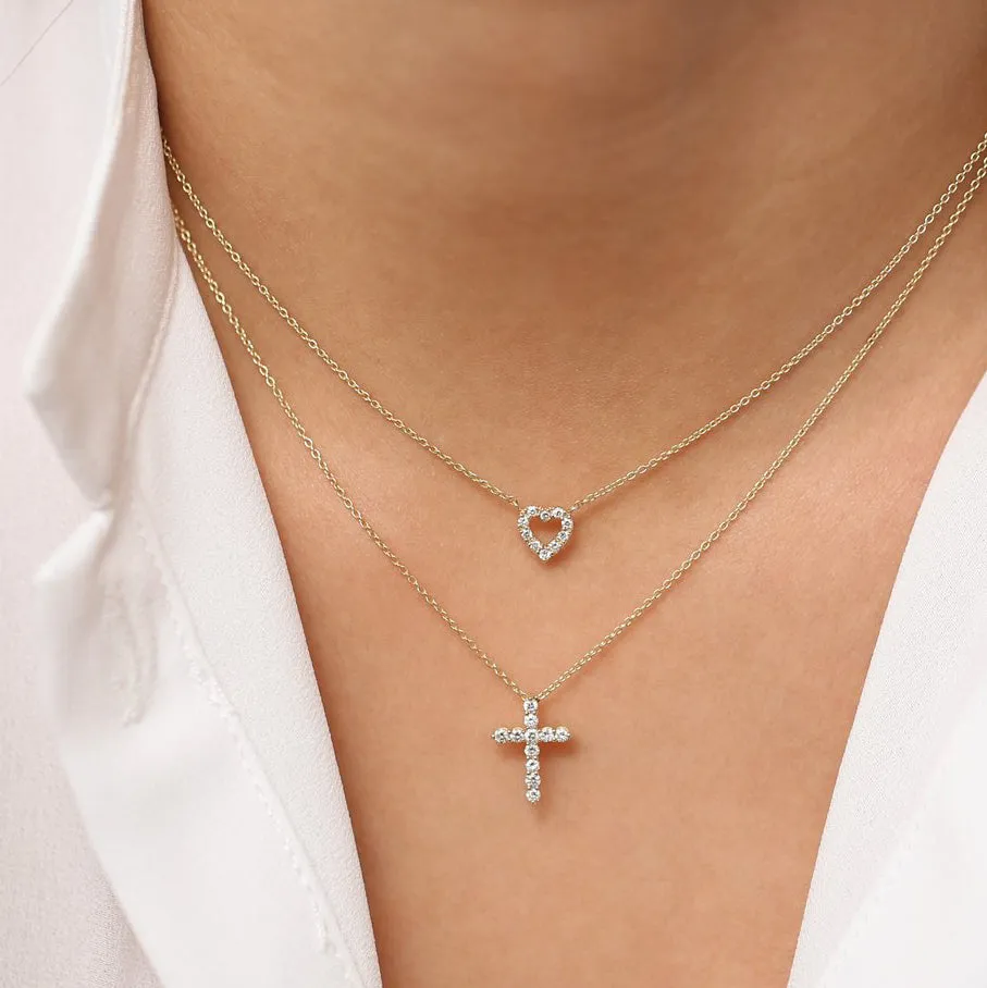 14k Diamond Cross Necklace