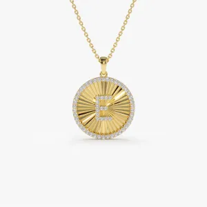 14k Diamond Initial Ballerina Disc Necklace