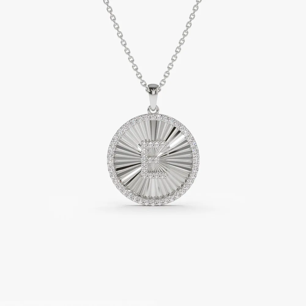 14k Diamond Initial Ballerina Disc Necklace