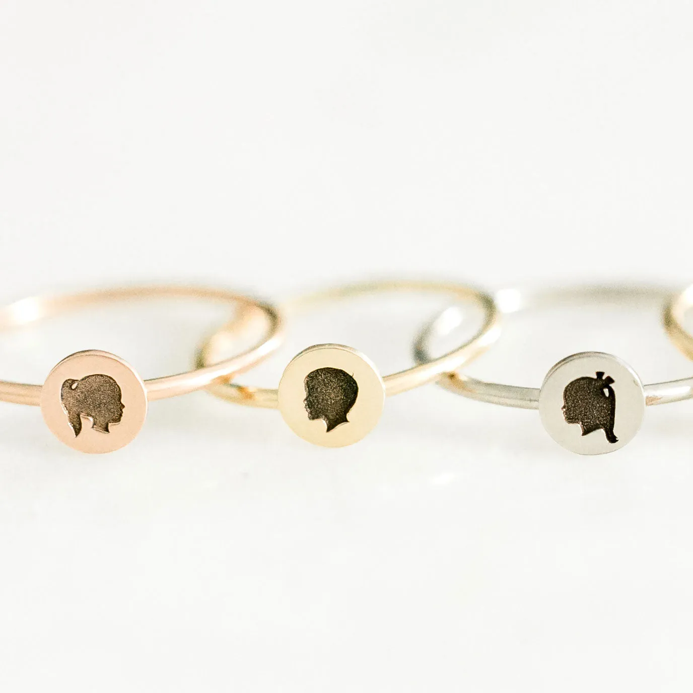 14K Engraved Silhouette Dot Ring