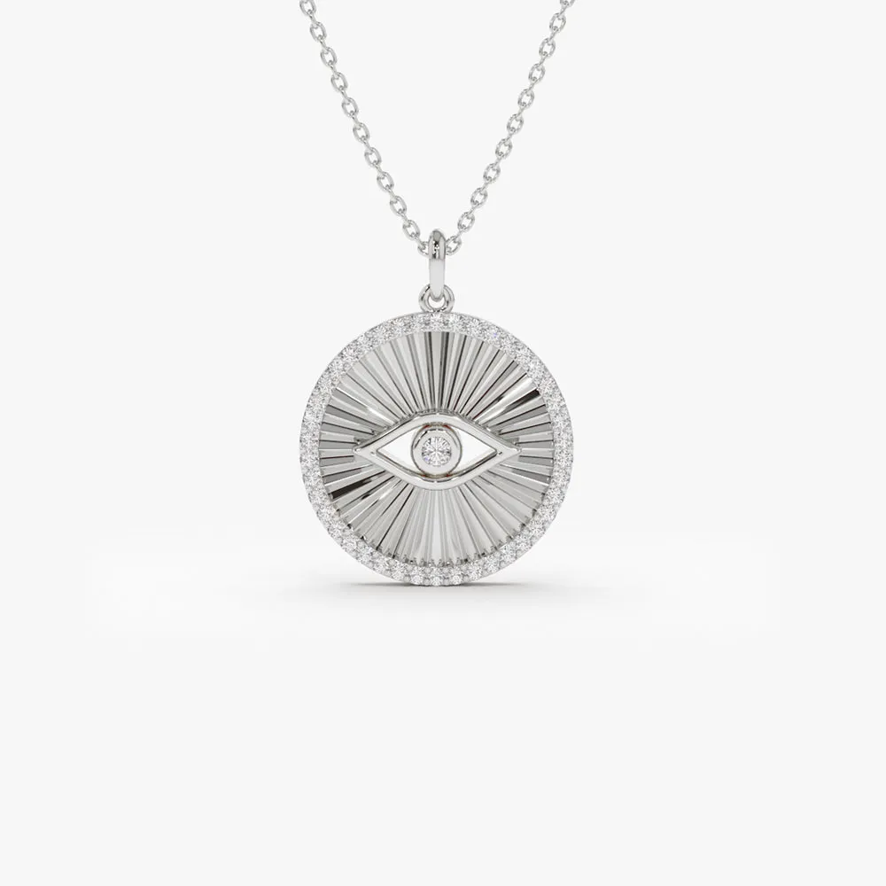 14K Evil Eye Diamond Medallion Necklace