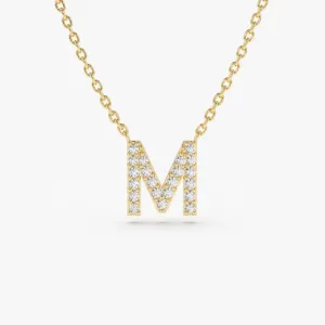 14K Gold Diamond Initial Necklace