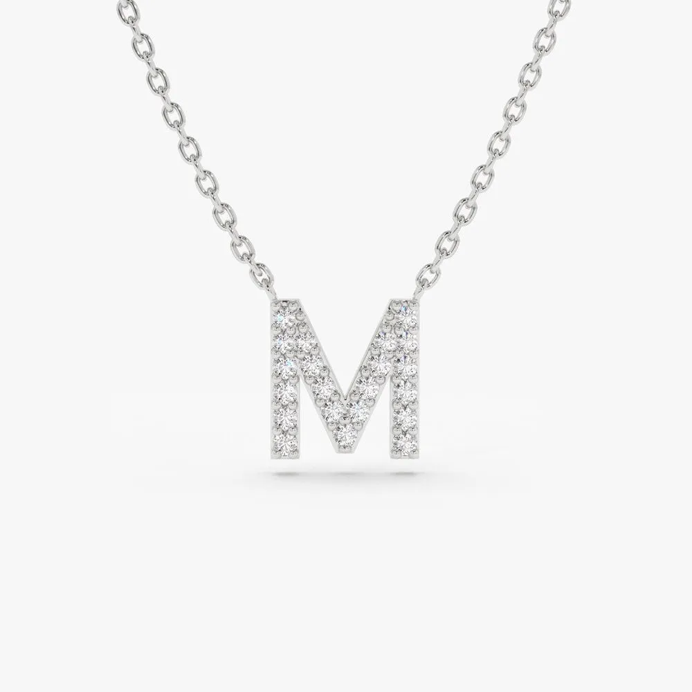 14K Gold Diamond Initial Necklace