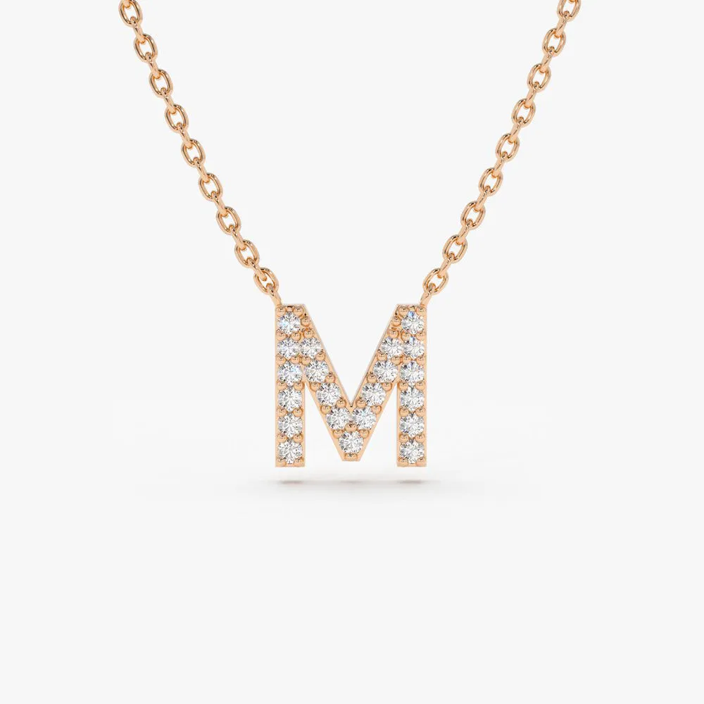 14K Gold Diamond Initial Necklace