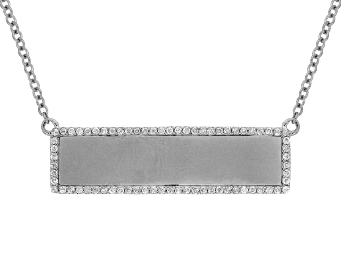 14K White Gold Diamond Bar Necklace