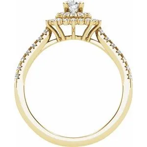 14K Yellow Gold Oval 1/2 CTW Natural Diamond Semi-Set Engagement Ring