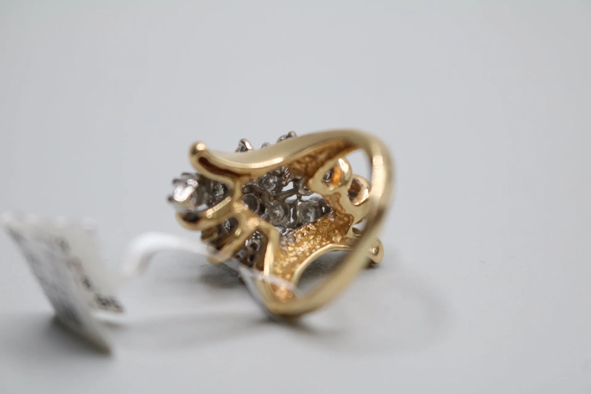 14K Yellow Gold Waterfall Style Diamond Cluster Ring (Size 5)