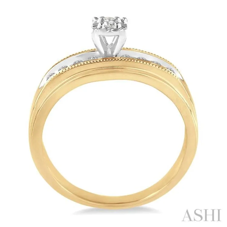 1/8 Ctw Round Cut Diamond Ladies Duo Ring in 10K Yellow Gold