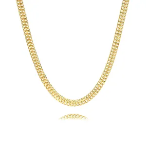 18K Gold Plated Double Row Women Chain Necklace