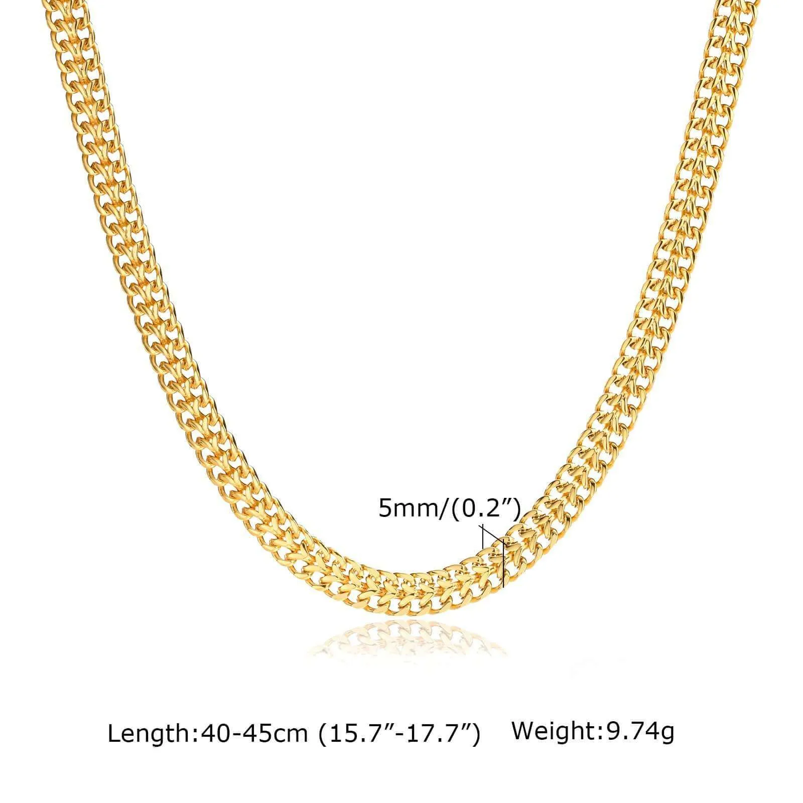 18K Gold Plated Double Row Women Chain Necklace