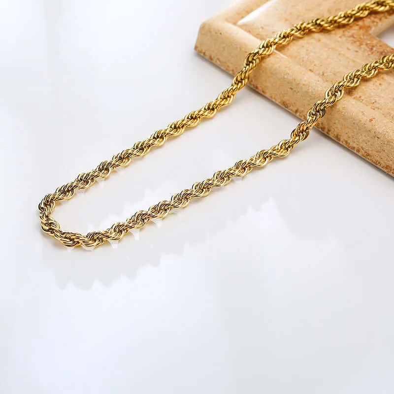 18K Gold Plated Multilayer 2/3/4/5MM Width 40/45/50/55CM Length Chain Necklace