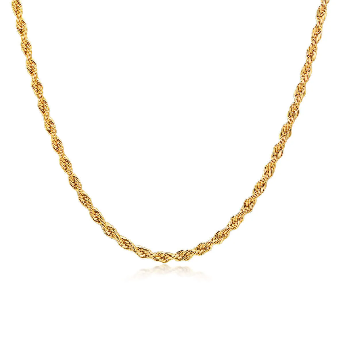 18K Gold Plated Multilayer 2/3/4/5MM Width 40/45/50/55CM Length Chain Necklace