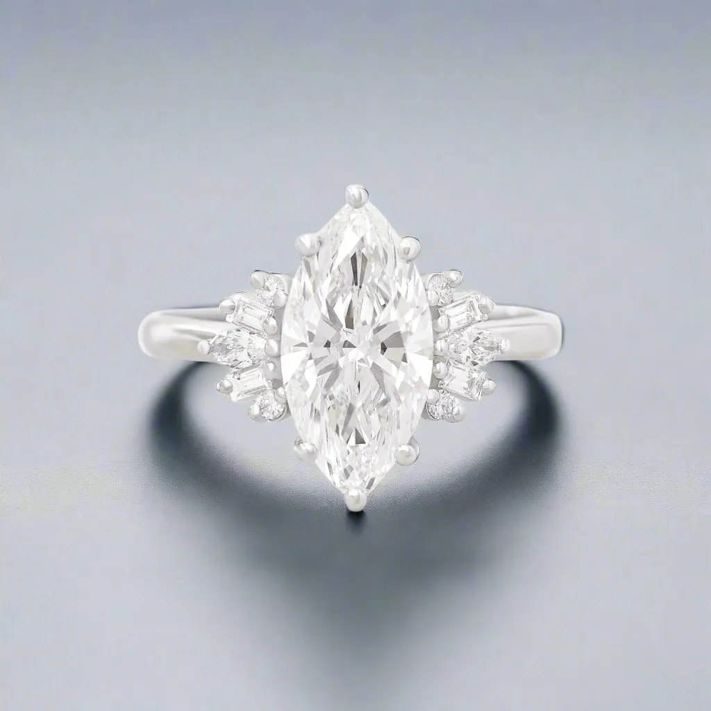 3 Carat Marquise Lab Diamond Modern Engagement Ring Ashley