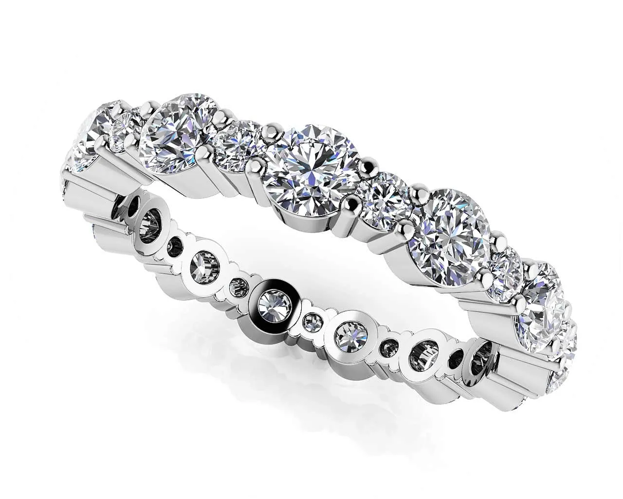 Alternating Diamond Eternity Ring In Diamond  with 1.65 ct.(finished) 1.7mm, 3mm