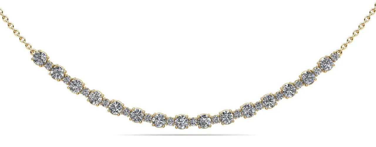 Alternating Diamond Tennis Diamond Necklace with 1.41 ct.(finished) 1.4mm, 2.6mm