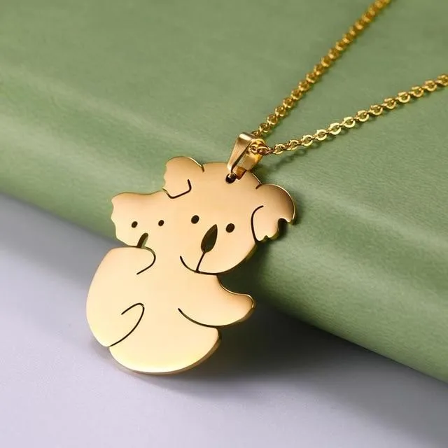 Animal Necklaces Stainless Steel- Pig, Koala, Doggy, Cat, Owl Gold or Silver Tone