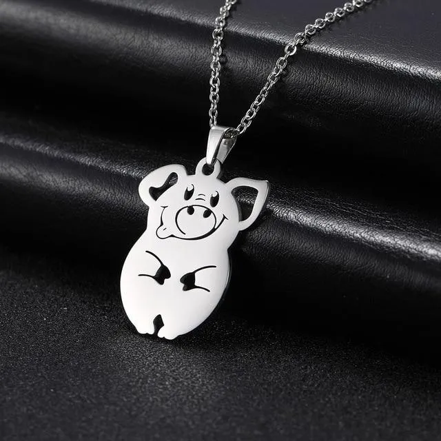 Animal Necklaces Stainless Steel- Pig, Koala, Doggy, Cat, Owl Gold or Silver Tone