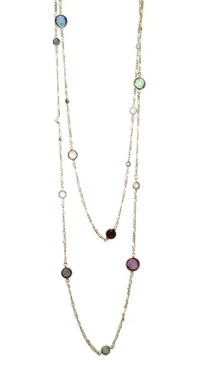 Apparel Addiction Multicolor Stone Wrap Necklace Gold