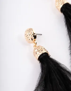 Black & Gold Molten Feather Drop Earrings