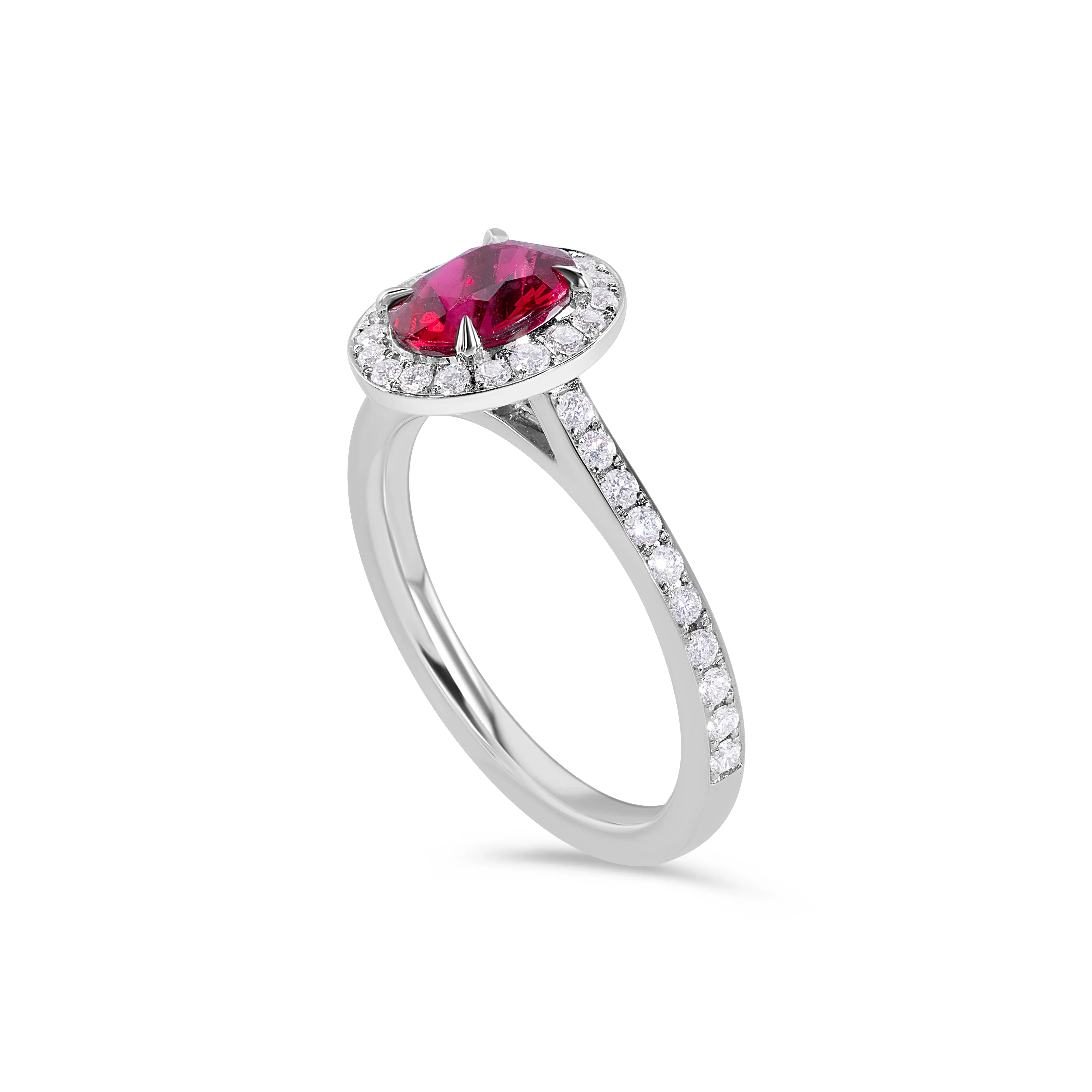 Brilliant Cut Spinel With Diamond Halo