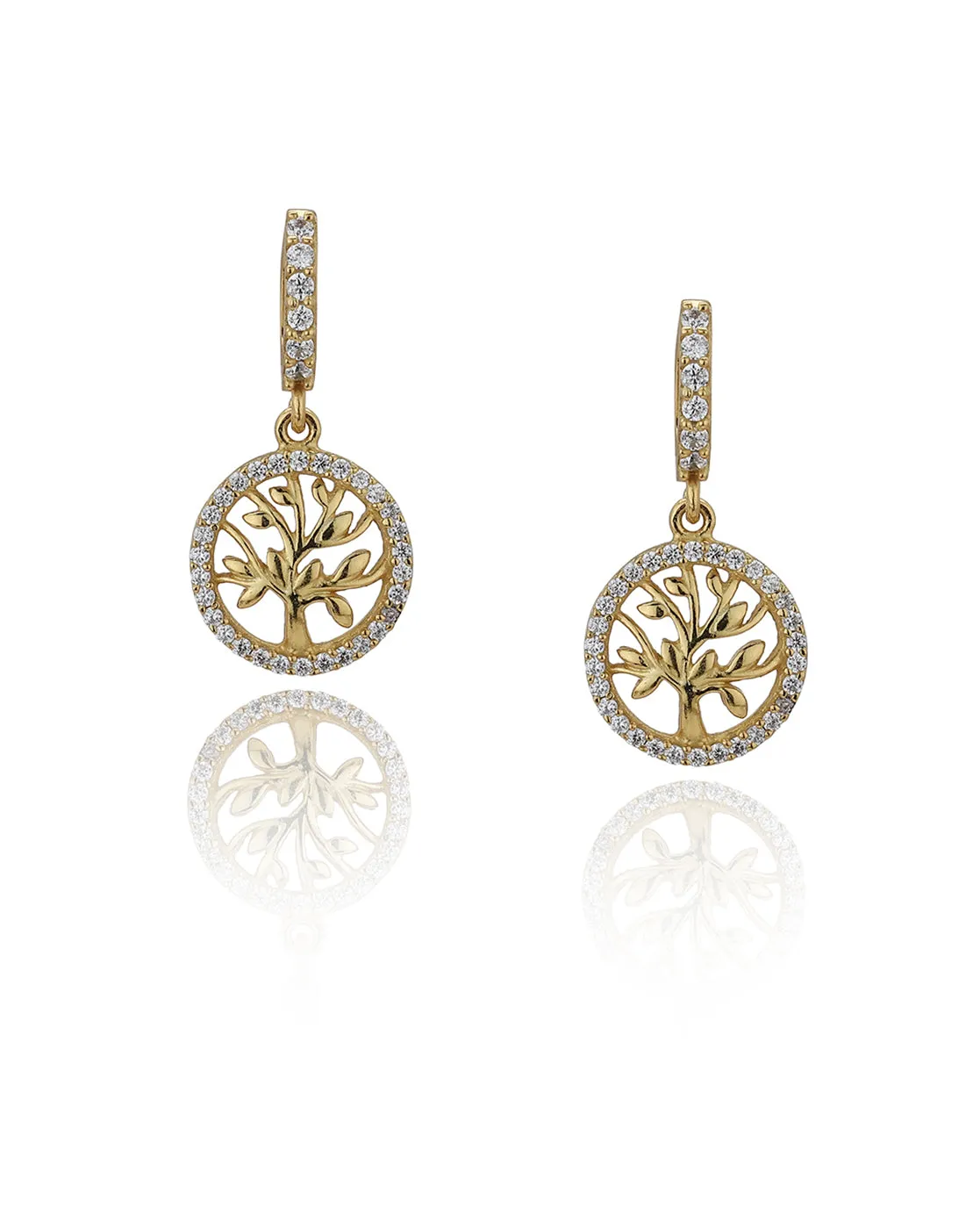 Carlton London Gold Plated Cz Studded Circular Hoop Earrings For Women