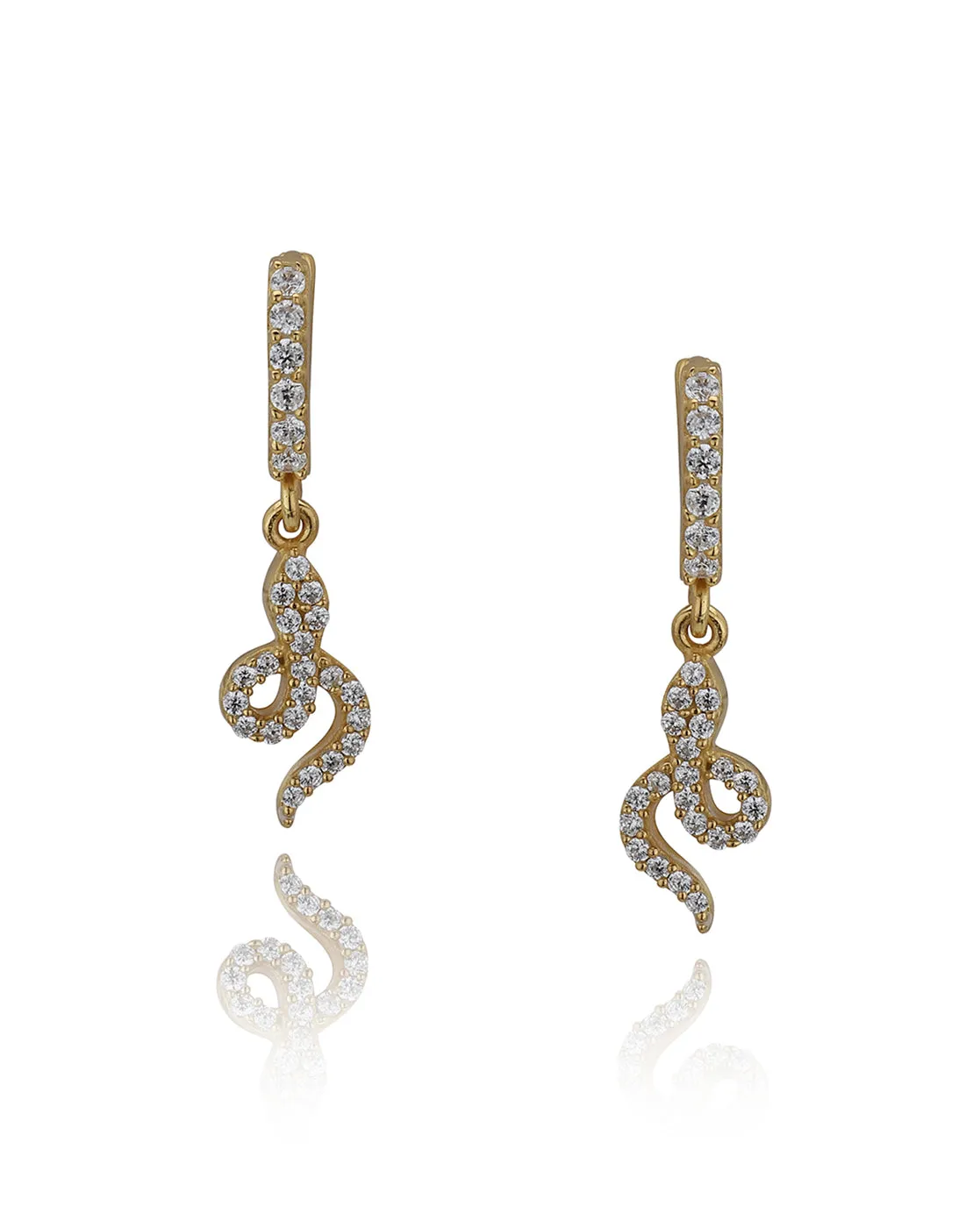 Carlton London Gold Plated Cz Studded Contemporary Hoop Earrings For Women