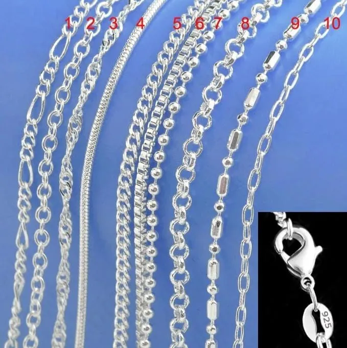 Chain Necklace with Lobster Clasps  925 Sterling Silver - 16"-30"