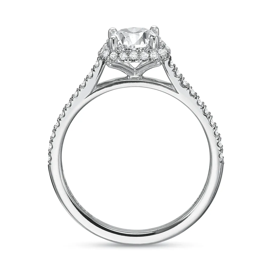 Classic Halo Diamond Engagement Ring with Diamond Band