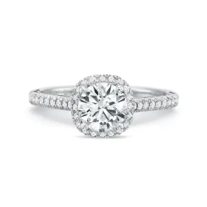 Classic Halo Diamond Engagement Ring with Diamond Band