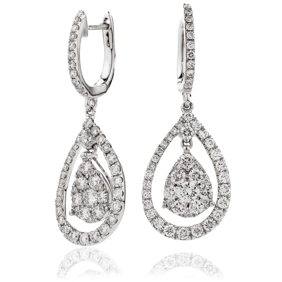 DIAMOND FANCY DROP EARRING IN 18K WHITE GOLD