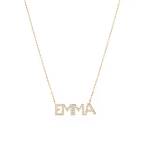 Diamond Pavé Personalized Block Letter Necklace