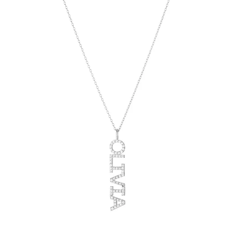 Diamond Pavé Personalized Block Letter Pendant Necklace