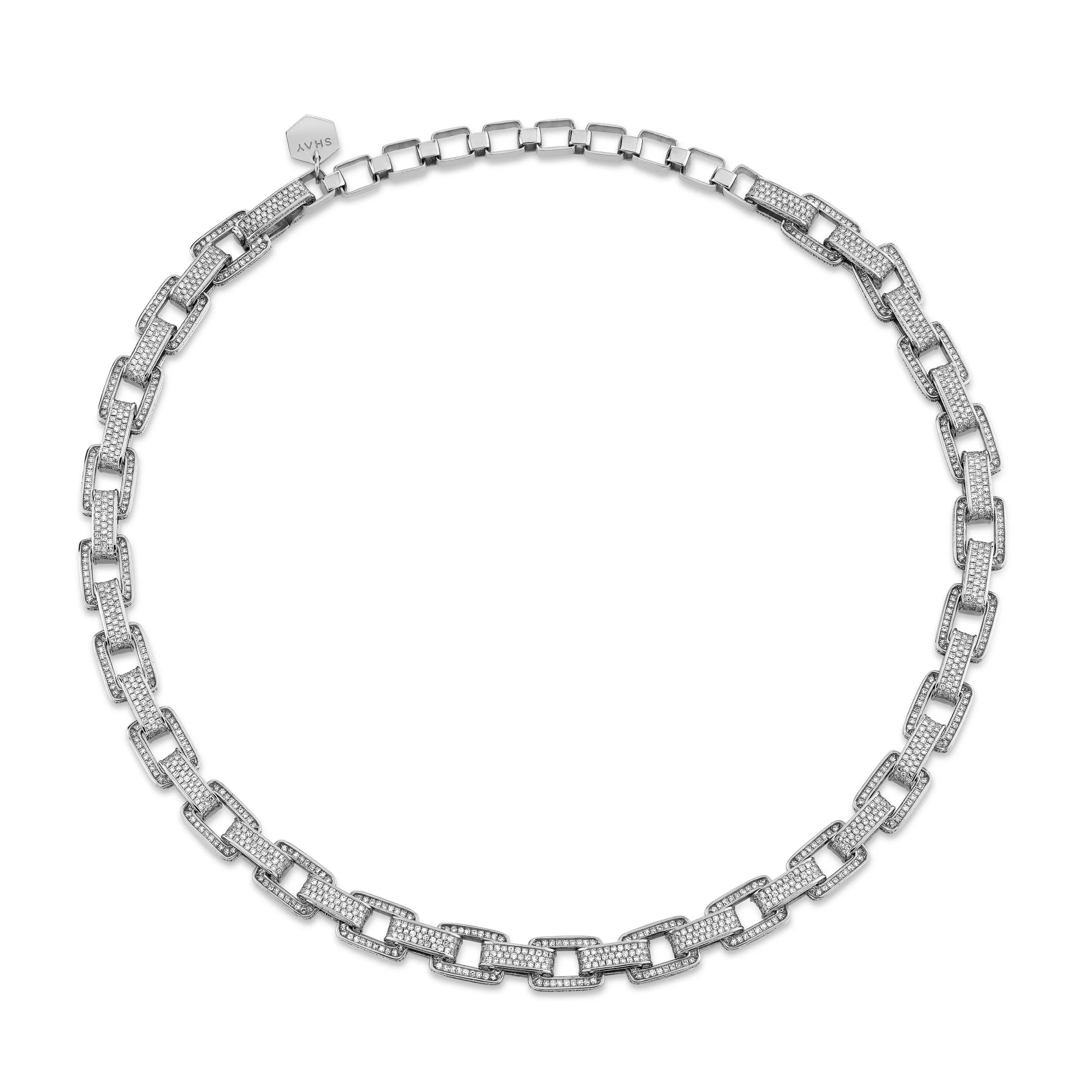 DIAMOND PAVE DECO LINK NECKLACE