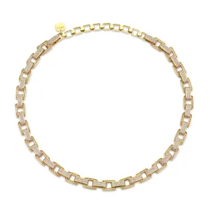 DIAMOND PAVE DECO LINK NECKLACE