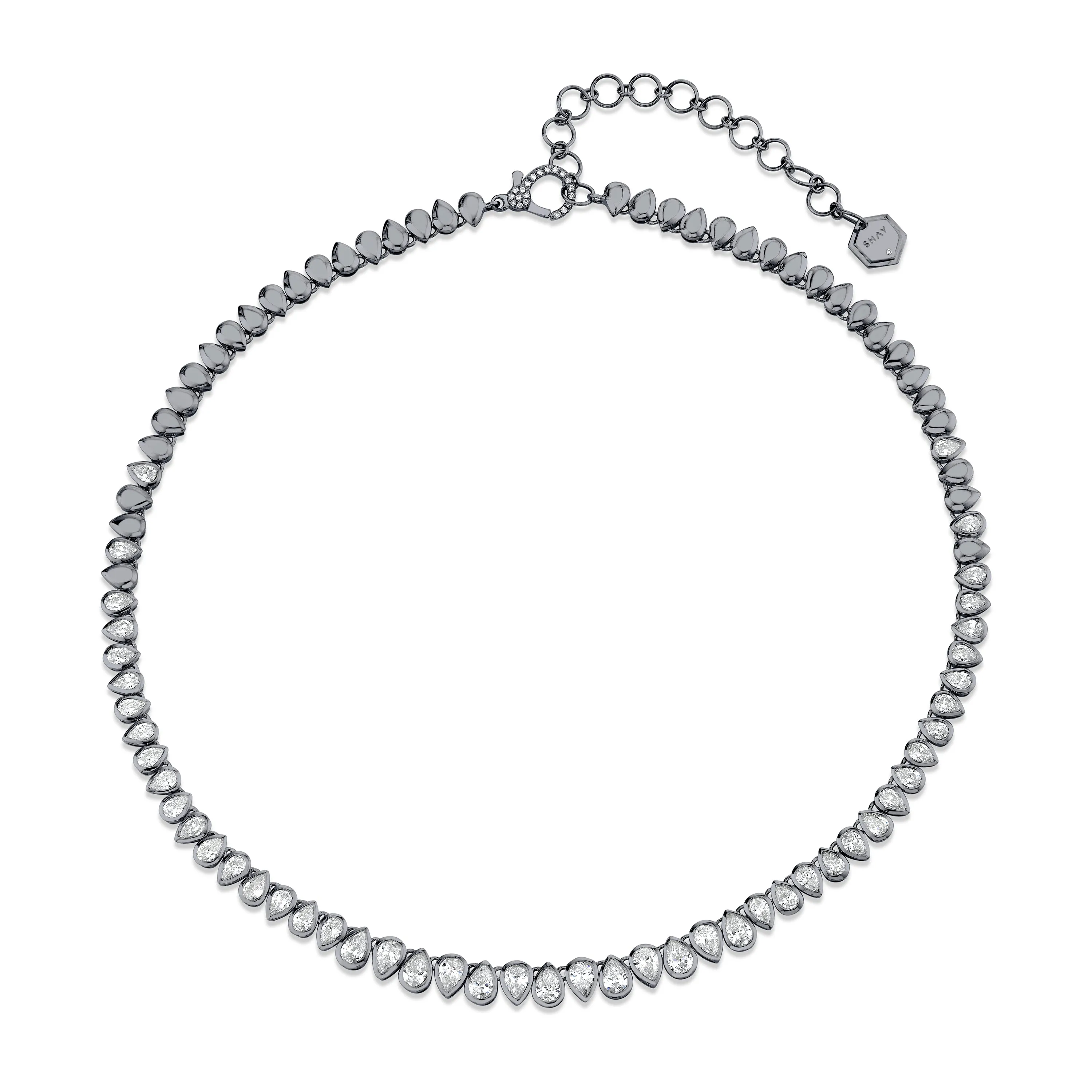 DIAMOND PEAR BEZEL TENNIS NECKLACE