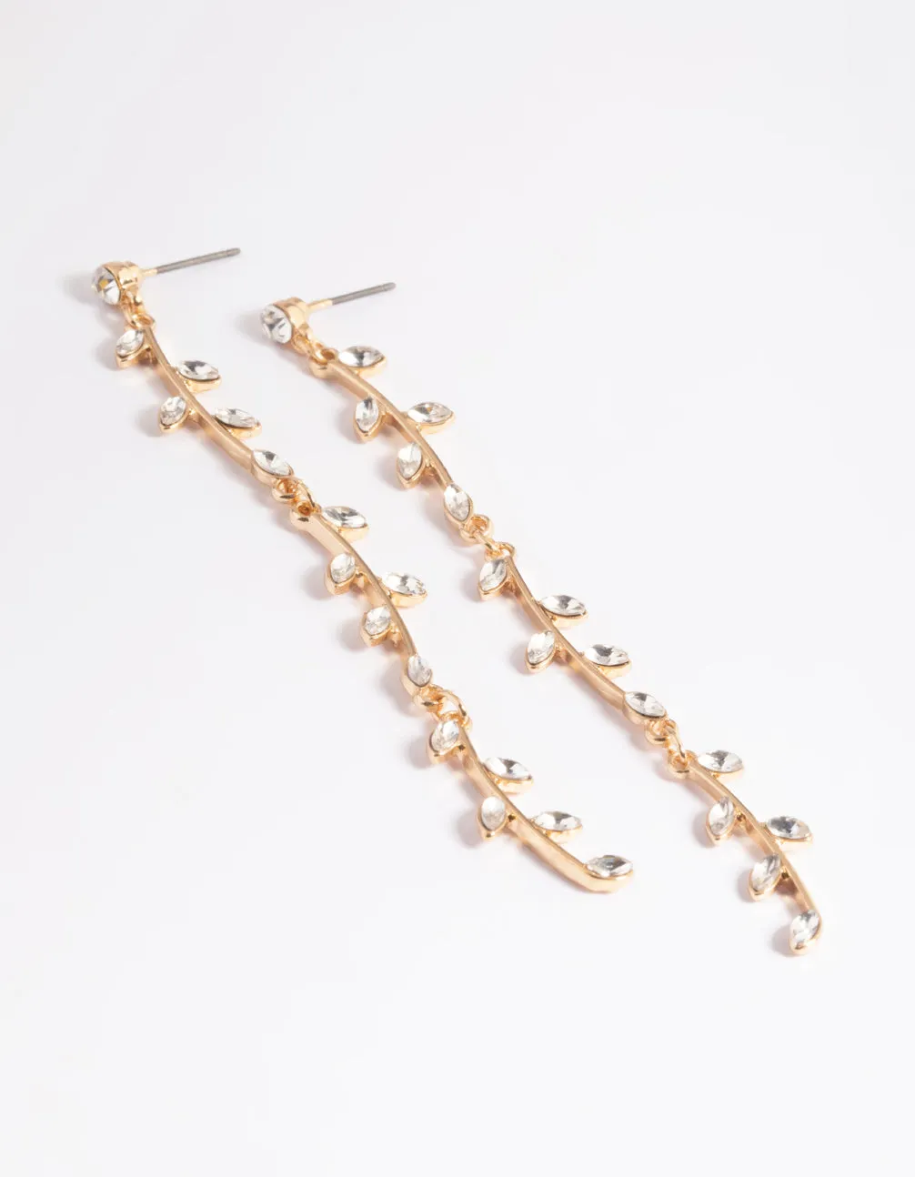 Gold Bendy Vine Drop Earrings