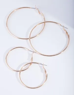 Gold Double Size Hoop Earring Pack