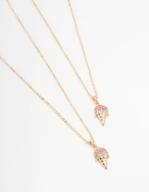 Gold Ice Cream Necklaces 2-Pack