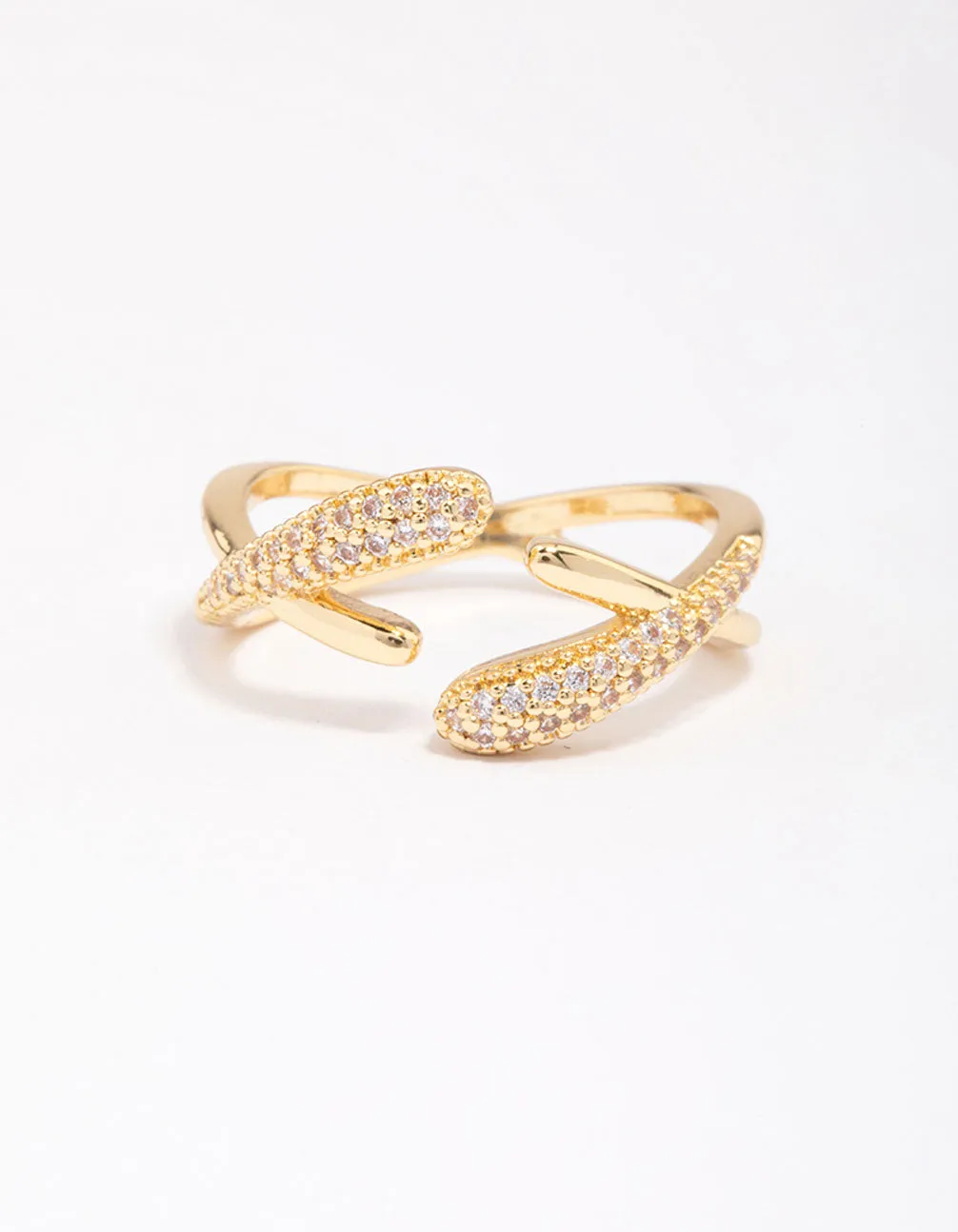 Gold Plated Pave Interlaced Ring